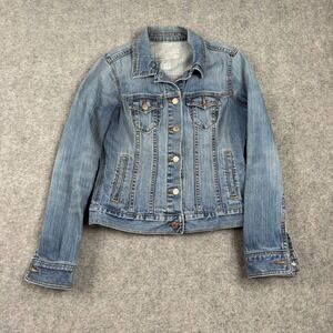Old Navy Denim Jacket Womens Small Blue Jean Classic Trucker Outerwear Y2K Biker